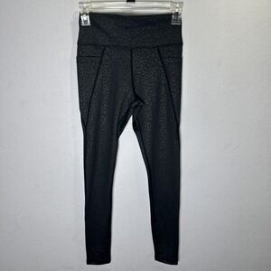 Vie Active Womens Polyester black Yoga Pants Leggings Size small Pockets